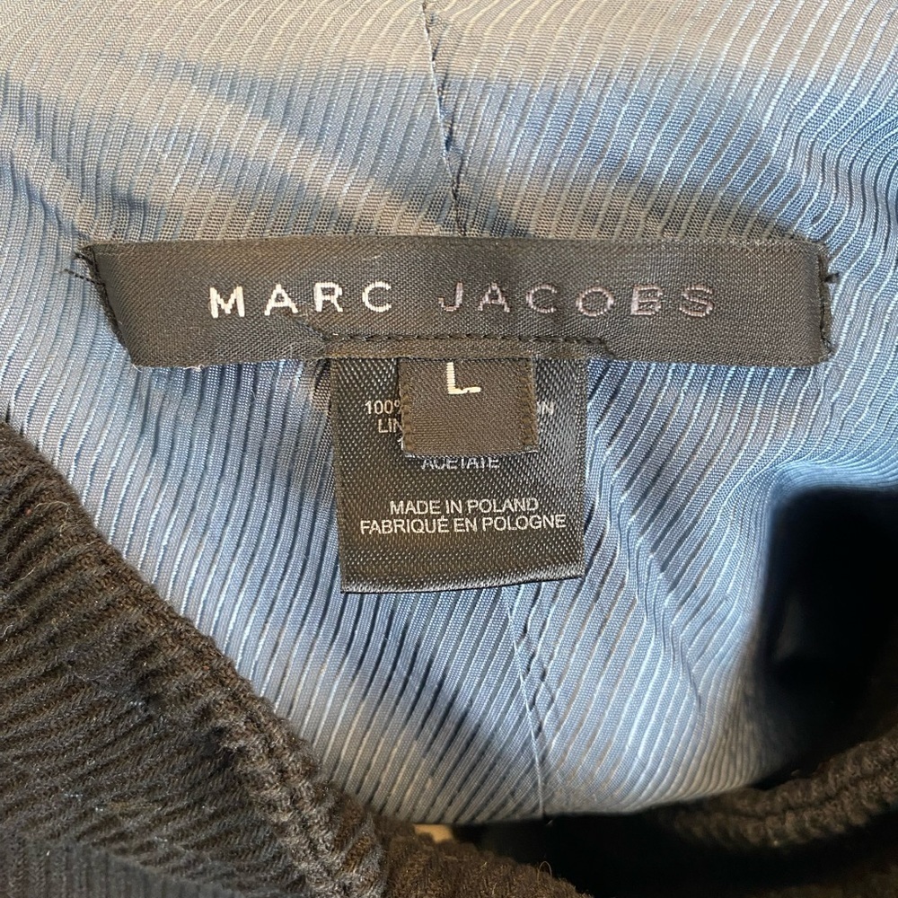 Marc Jacobs size Large Black Corduroy Coat Vintage Double Breasted Military EUC - Picture 12 of 13